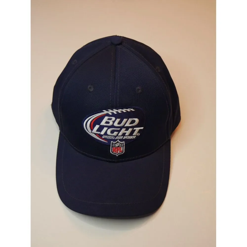 BUD LIGHT Hat NFL Embroidered Official Beer‎ Sponsor Sports Promo Cap Blue
